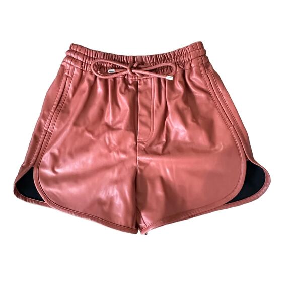 NEW A.L.C Ryder Faux-Leather Shorts Russet - Picture 3 of 11